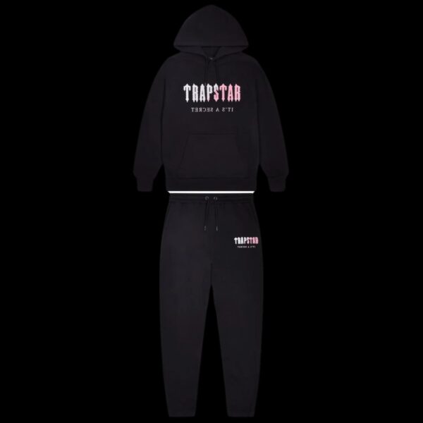 Trapstar Decoded Chenille Hooded Tracksuit - Black/Pink - Image 2
