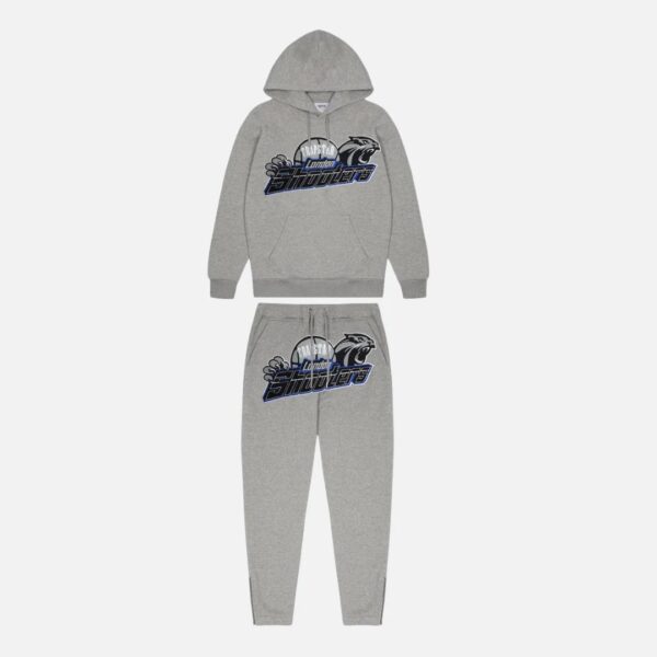 Trapstar Shooters Hooded Tracksuit 2.0 – Grey/Blue - Image 2