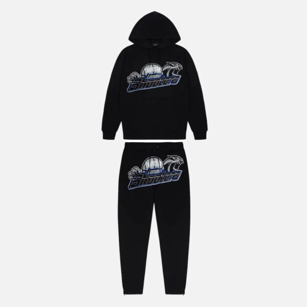 Trapstar Shooters Hooded Tracksuit 2.0 – Black/Blue - Image 2